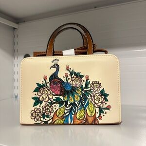 New Embossed Artisan Peacock Mexican Crossbody Handbag Purse Purse